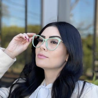 safine com br oculos de grau feminino gatinho verde agua samantha