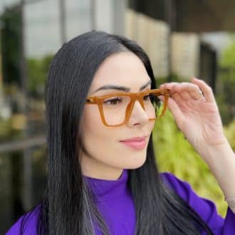 safine com br oculos de grau feminino quadrado caramelo kamila 1