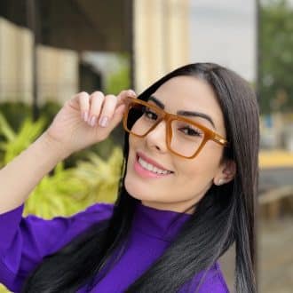 safine com br oculos de grau feminino quadrado caramelo kamila