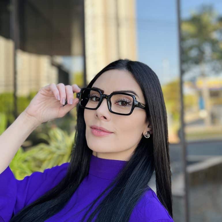 safine com br oculos de grau feminino quadrado preto emma