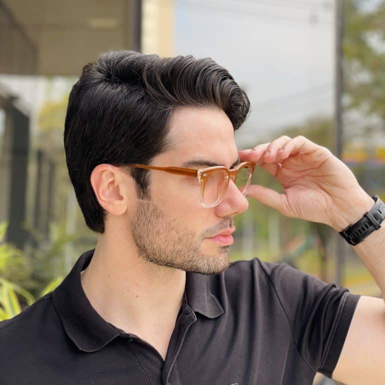 safine com br oculos de grau masculino quadrado marrom degrade julio 2