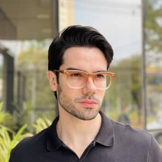 safine com br oculos de grau masculino quadrado marrom degrade julio 3