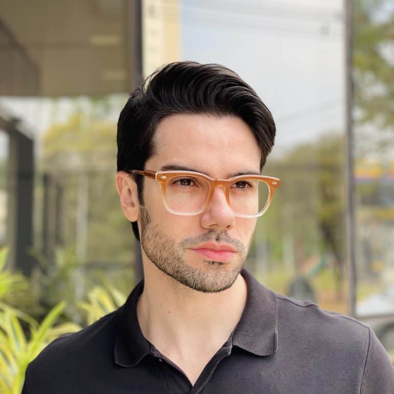 safine com br oculos de grau masculino quadrado marrom degrade julio 3