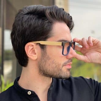 safine com br oculos de grau masculino quadrado preto e azul cristiano