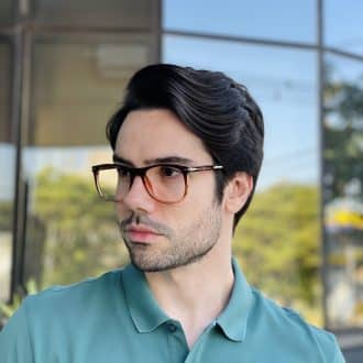 safine com br oculos de grau masculino redondo marrom degrade gian 3