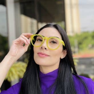 safine com br oculos de grau feminino redondo verde neon lais 3