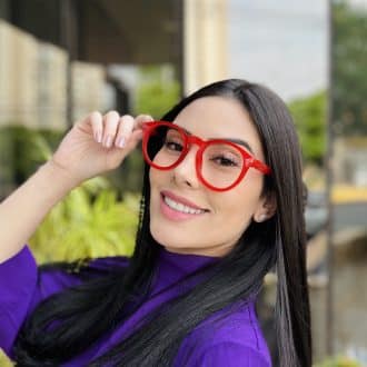 safine com br oculos de grau feminino redondo vermelho lais