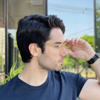 safine com br oculos de grau masculino redondo champanhe marcel 2