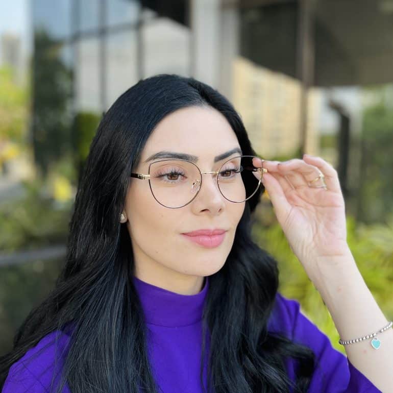safine com br oculos de grau feminino gatinho preto e dourado anna 1