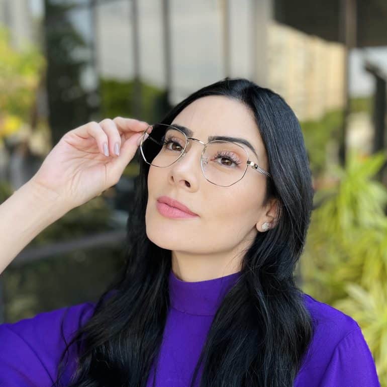 safine com br oculos de grau feminino hexagonal prata alanis 2