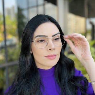 safine com br oculos de grau feminino hexagonal prata alanis 4