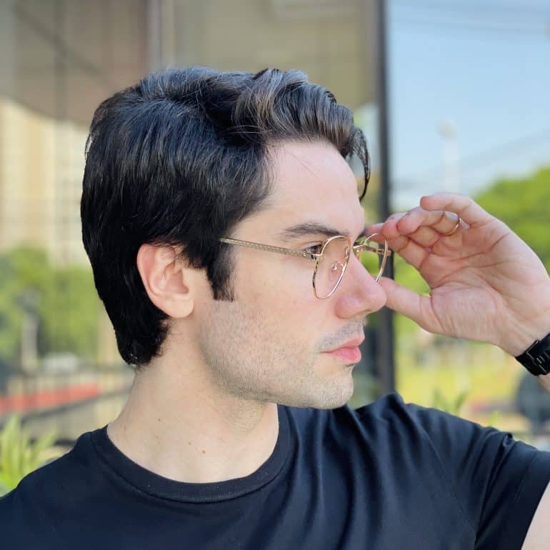 safine com br oculos de grau masculino hexagonal dourado evandro 2