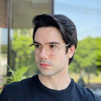 safine com br oculos de grau masculino hexagonal dourado evandro 3