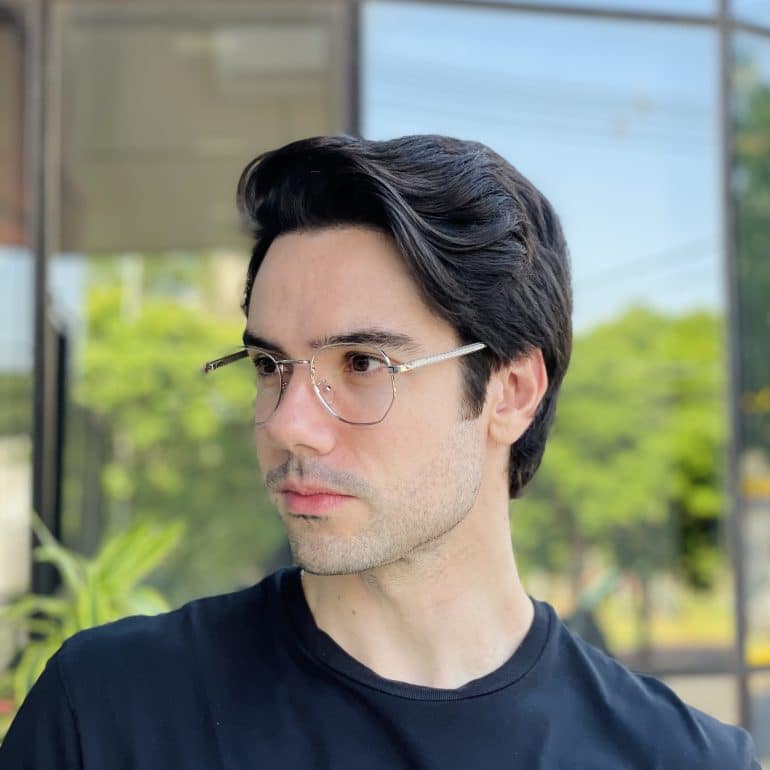 safine com br oculos de grau masculino hexagonal prata evandro 3