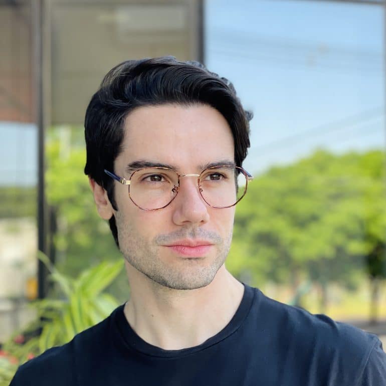 safine com br oculos de grau masculino hexagonal tartaruga e azul evandro 1