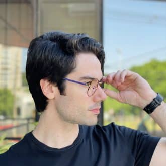 safine com br oculos de grau masculino hexagonal tartaruga e azul evandro 2