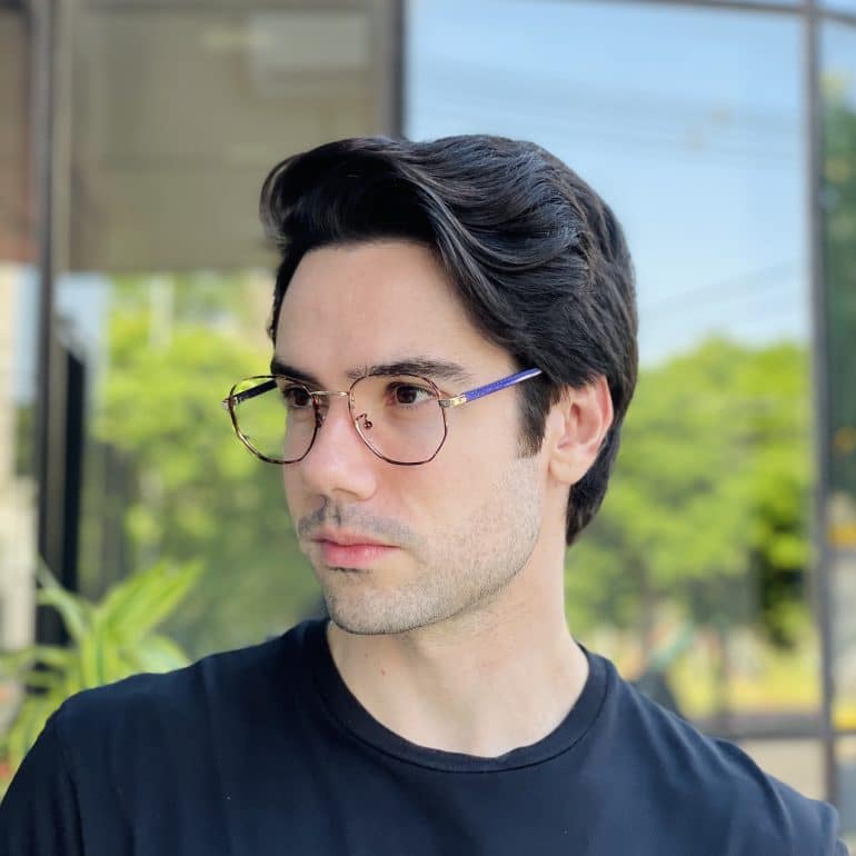 safine com br oculos de grau masculino hexagonal tartaruga e azul evandro 3