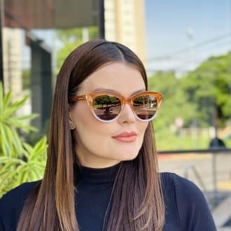 safine com br oculos de sol feminino gatinho marrom degrade anita