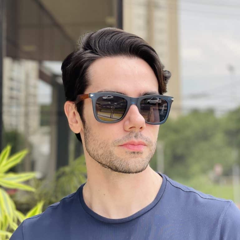 safine com br oculos de sol masculino quadrado azul eliezer