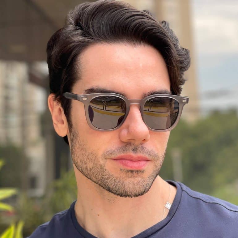 safine com br oculos de sol masculino quadrado cinza denis