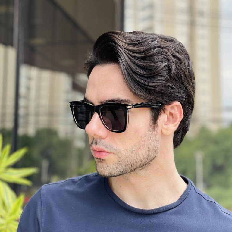safine com br oculos de sol masculino quadrado preto transparente eliezer 2