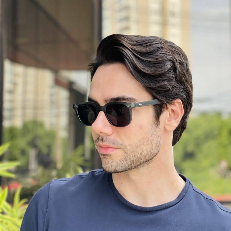 safine com br oculos de sol masculino retangular azul cesar 3
