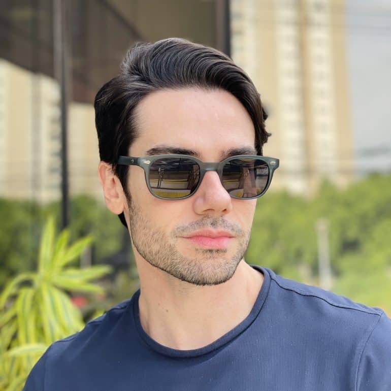 safine com br oculos de sol masculino retangular azul cesar