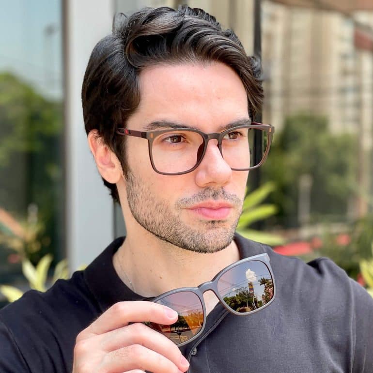 safine com br oculos 2 em 1 clip on masculino quadrado marrom ruan 14