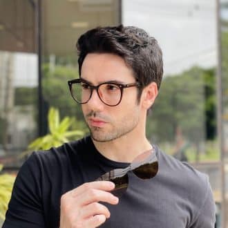 safine com br oculos 2 em 1 clip on masculino redondo marrom mateus 2