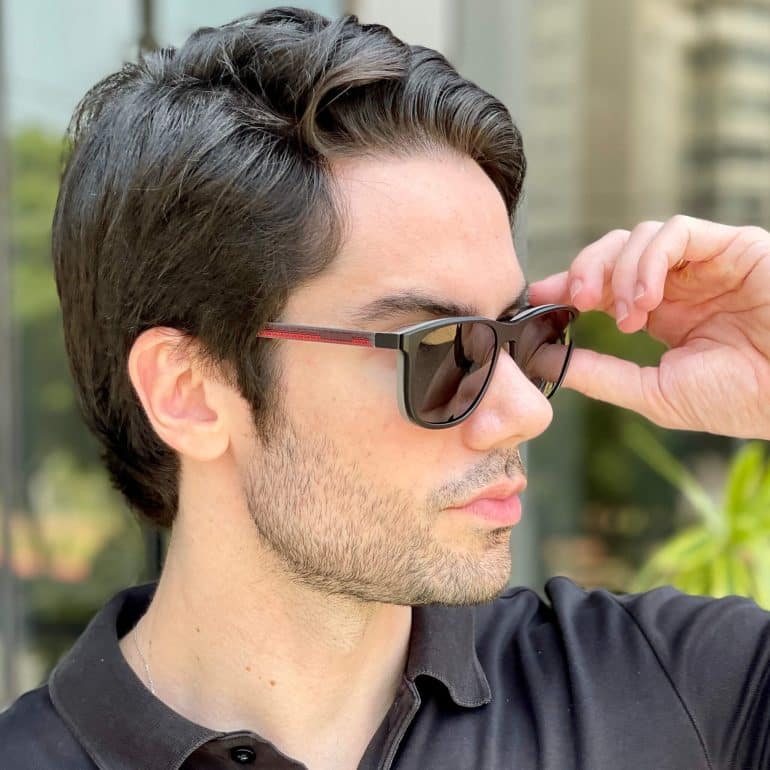 safine com br oculos 3 em 1 clip on masculino retangular preto e cinza alan 2