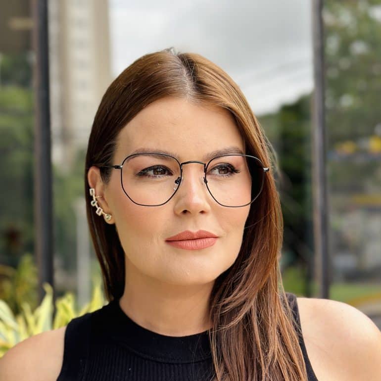 safine com br oculos de grau feminino hexagonal preto polly 1