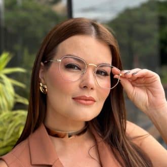 safine com br oculos de grau feminino hexagonal rose polly 2
