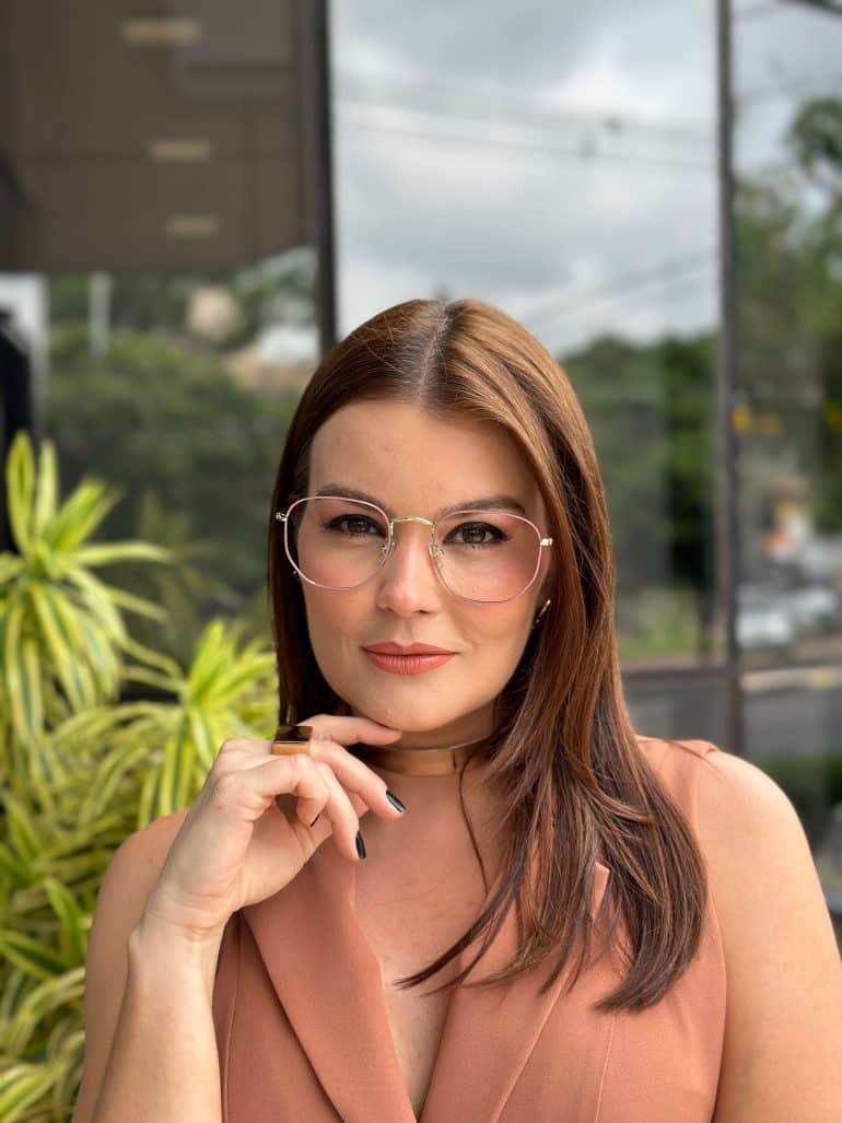 safine com br oculos de grau feminino hexagonal rose polly 4