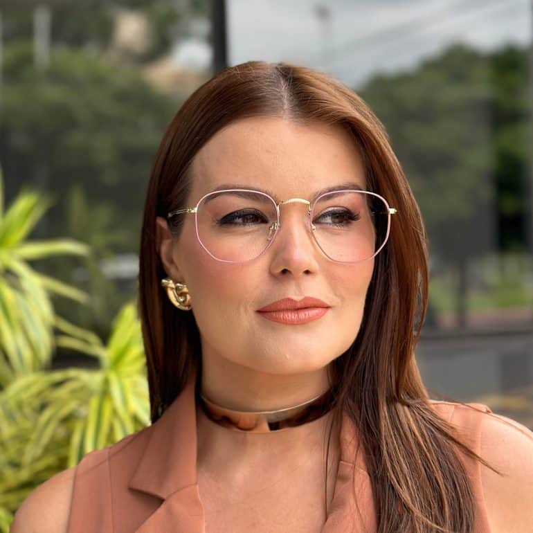 safine com br oculos de grau feminino hexagonal rose polly