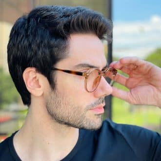 safine com br oculos de grau masculino redondo marrom transparente levi 3