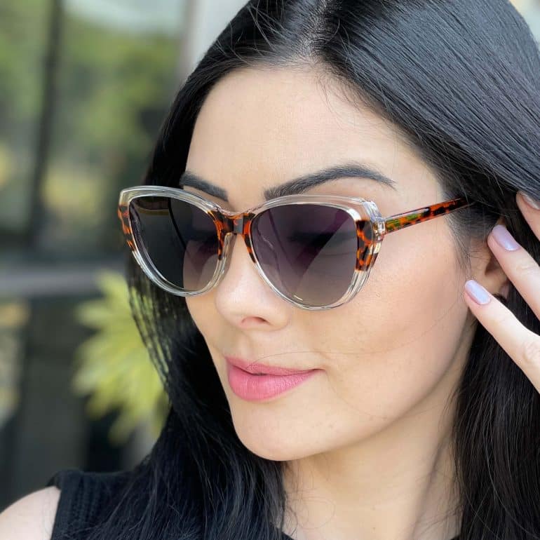 safine com br oculos feminino 2 em 1 clip on gatinho transparente e onca isis 2