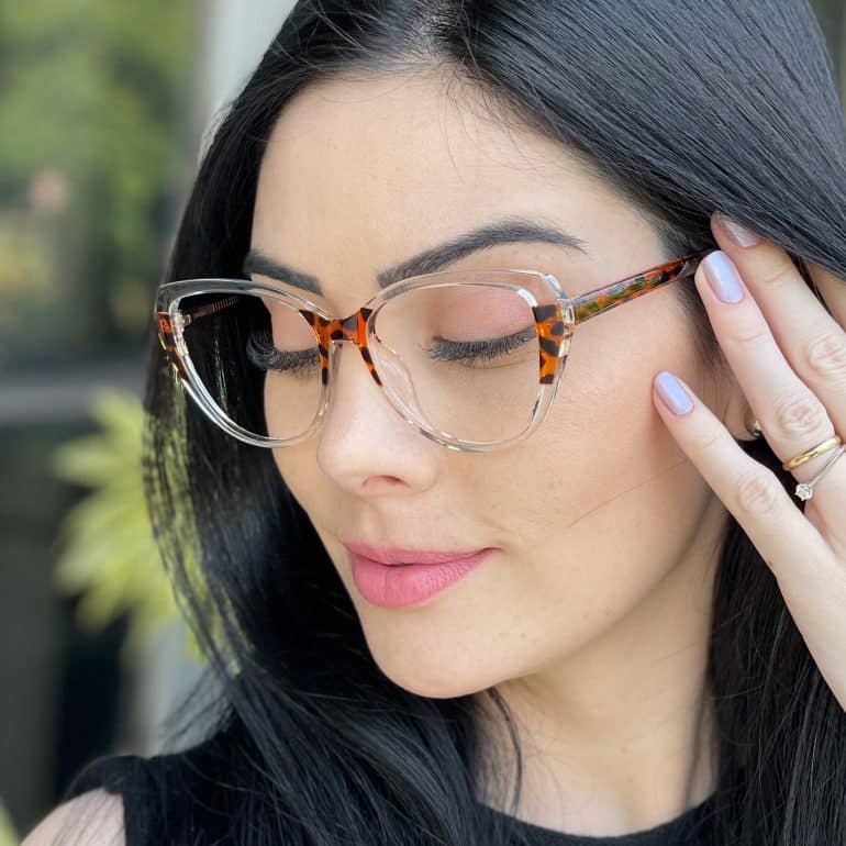 safine com br oculos feminino 2 em 1 clip on gatinho transparente e onca isis 5