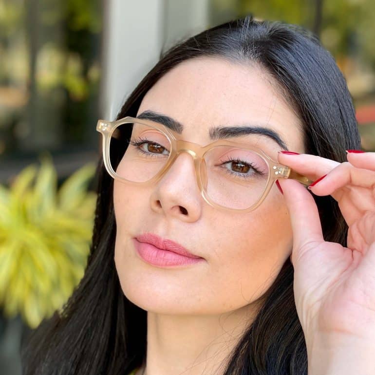 safine com br oculos de grau feminino hexagonal champanhe marcella 1