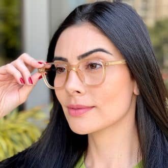 safine com br oculos de grau feminino hexagonal champanhe marcella