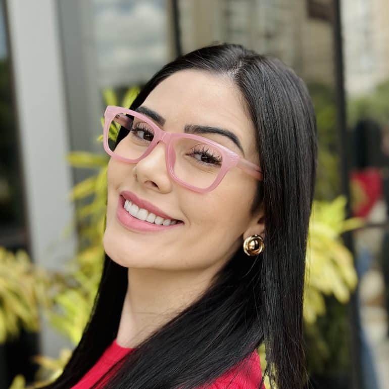 safine com br oculos de grau feminino quadrado rosa manu 3
