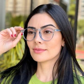 safine com br oculos de grau feminino redondo azul raissa