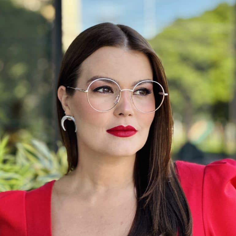 safine com br oculos de grau feminino redondo dourado e branco mavi 1