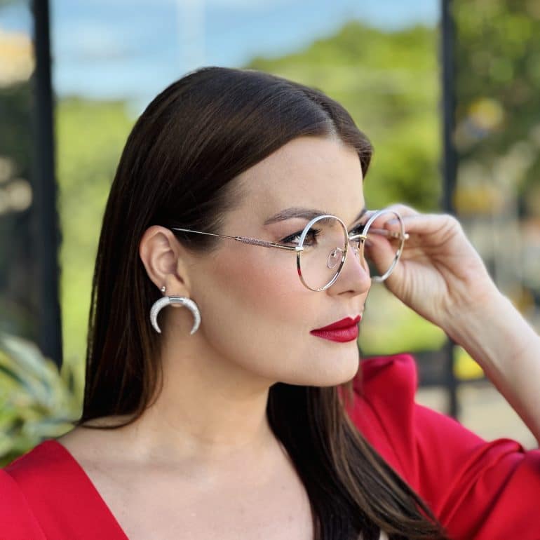 safine com br oculos de grau feminino redondo dourado e branco mavi 2