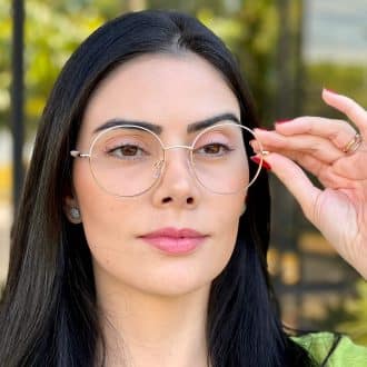 safine com br oculos de grau feminino redondo nude e dourado mavi 10
