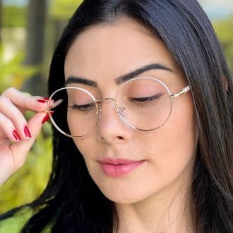 safine com br oculos de grau feminino redondo nude e dourado mavi 7