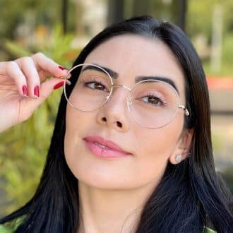 safine com br oculos de grau feminino redondo nude e dourado mavi 8