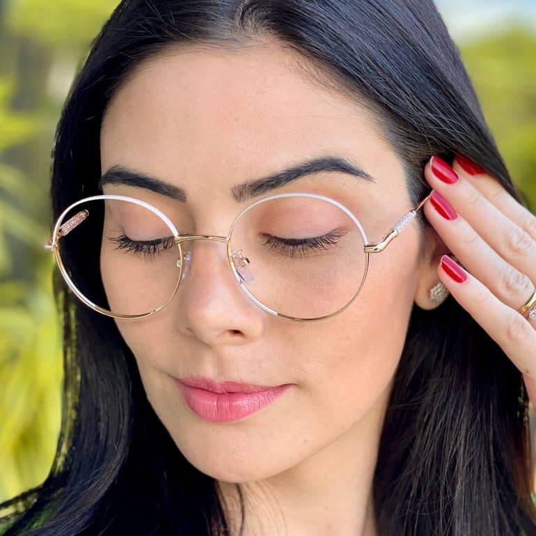 safine com br oculos de grau feminino redondo nude e dourado mavi 9