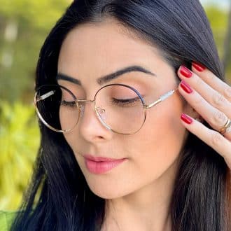 safine com br oculos de grau feminino redondo preto e dourado mavi 2