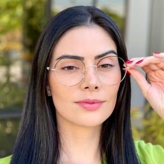 safine com br oculos de grau feminino redondo preto e dourado mavi 3