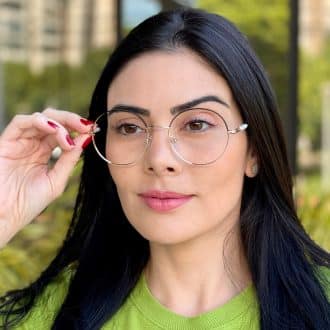 safine com br oculos de grau feminino redondo preto e dourado mavi